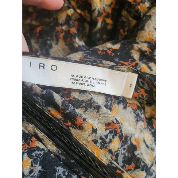 IRO Paris Dress Women's XS Khaki Black Jorma Midi Boho Vintage Long Sleeve - Picture 5 of 6